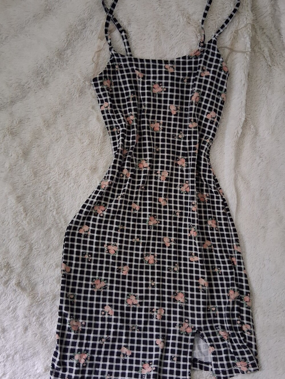 Checkered Rose Mini Dress
